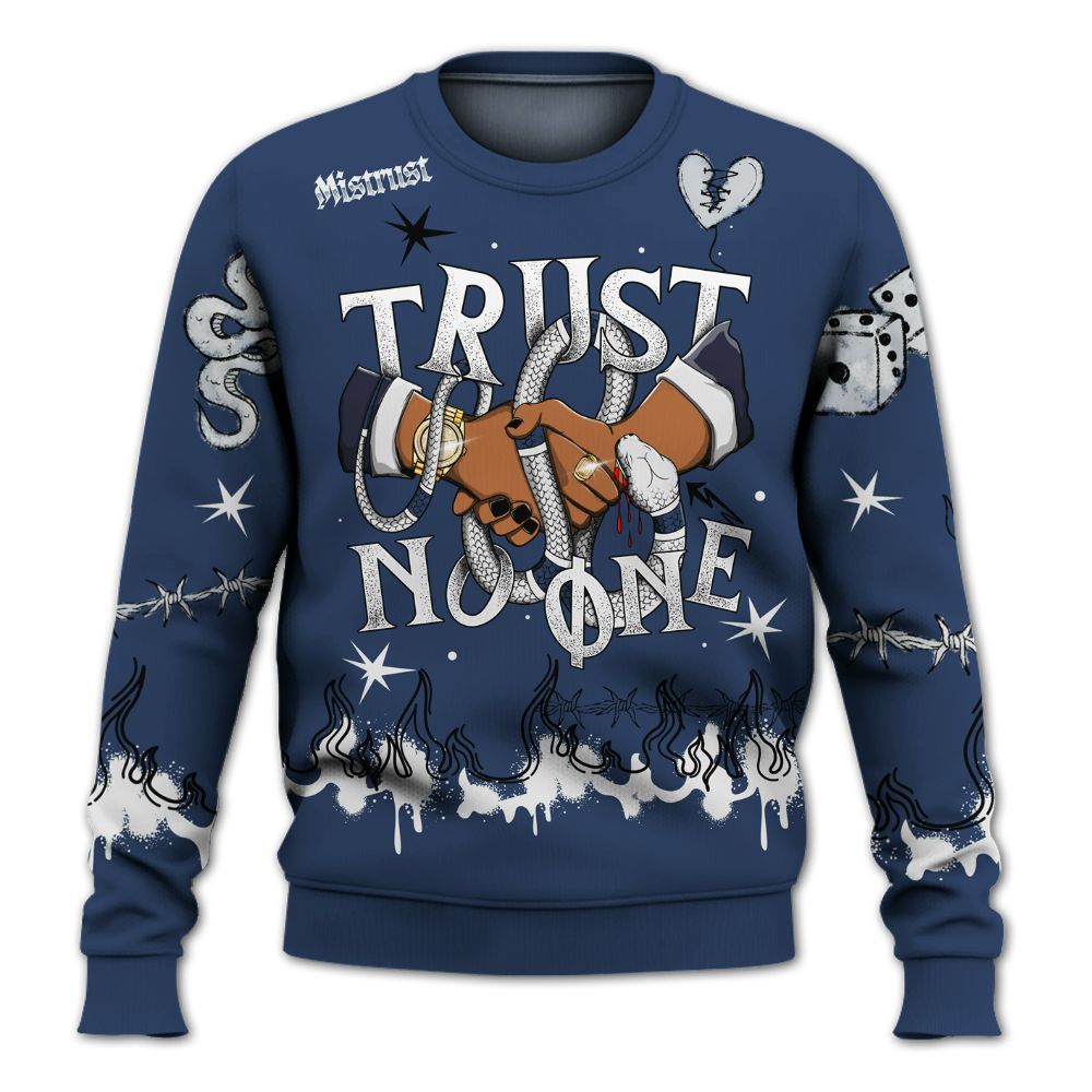 Sweatshirt To Match Low 85 Metallic Blue 1s - Trust No One Snake-Bite Doodle Crayon All Over Print