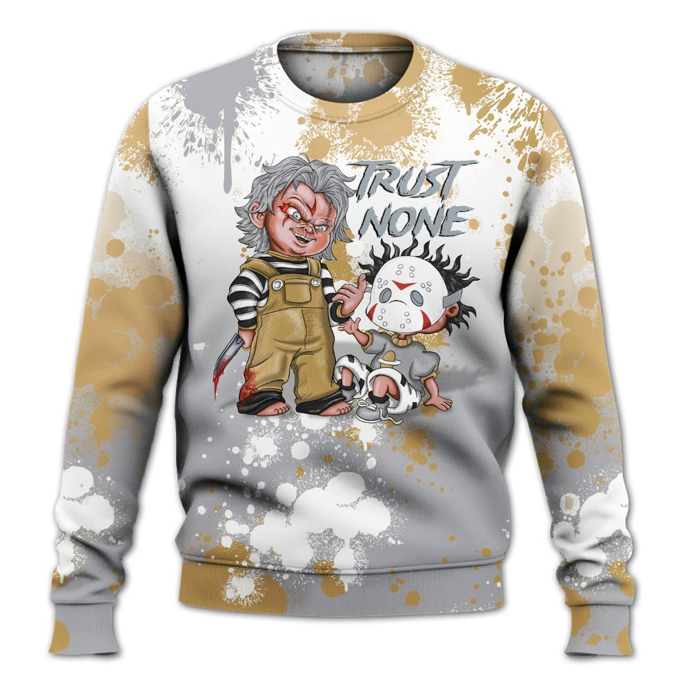 Sweatshirt To Match Retro High OG Cool Grey 1s - Trust No One Scary All Over Print