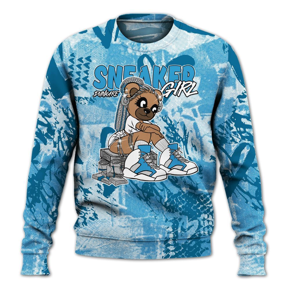 Sweatshirt To Match Powder Blue 9s - Sneaker Girl Bear Heart Grunge All Over Print