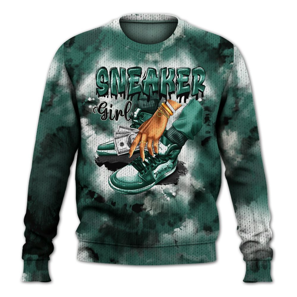 Knitted Sweater To Match RM Oxidized Green 4s - SNEAKER Girl Money Drip Tie Dye