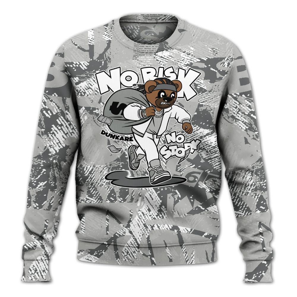 Sweatshirt To Match Paris Cement Grey 4s - Certain Bear Abstract Graffiti All Over Print