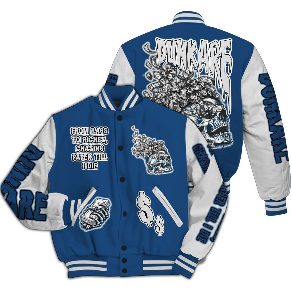Varsity Jacket To Match High OG Midnight Navy 1s - From Rags To Riches All Over Print