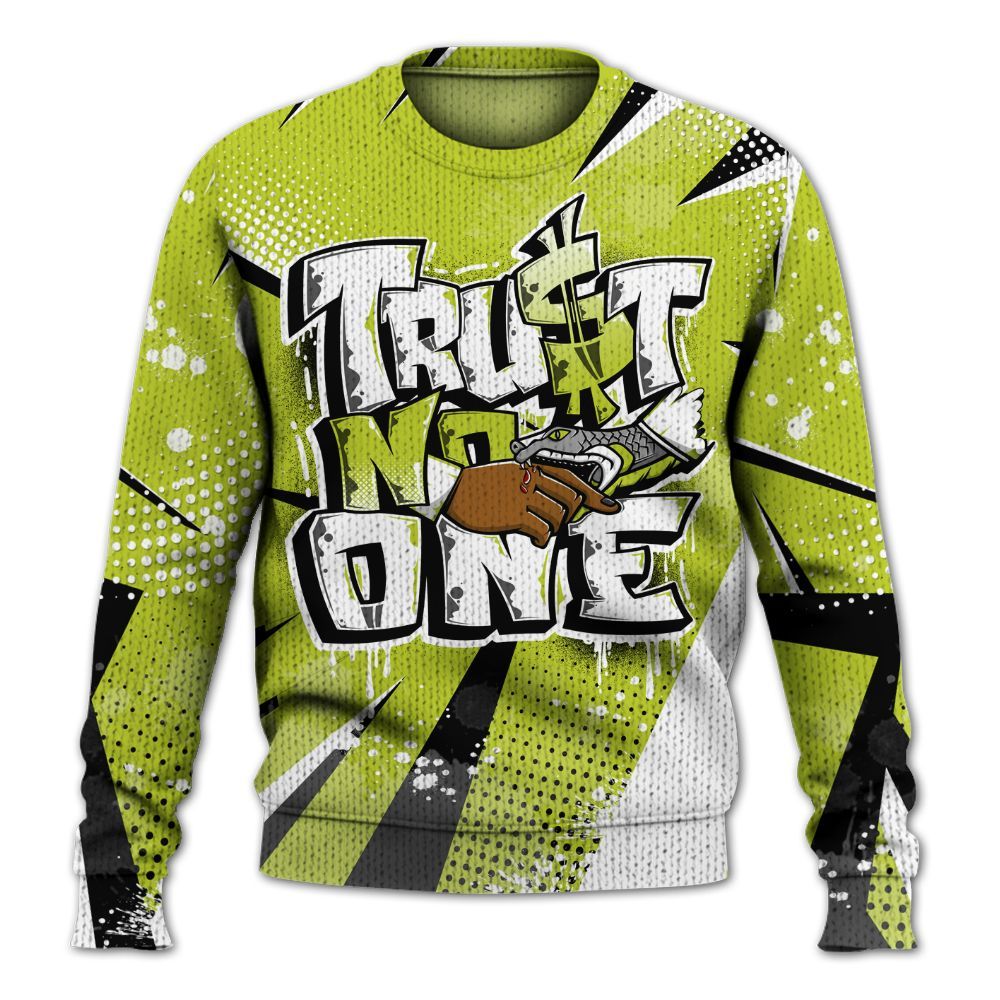 Knitted Sweater To Match Bright Cactus 13s - Poly Trust No One Dripping