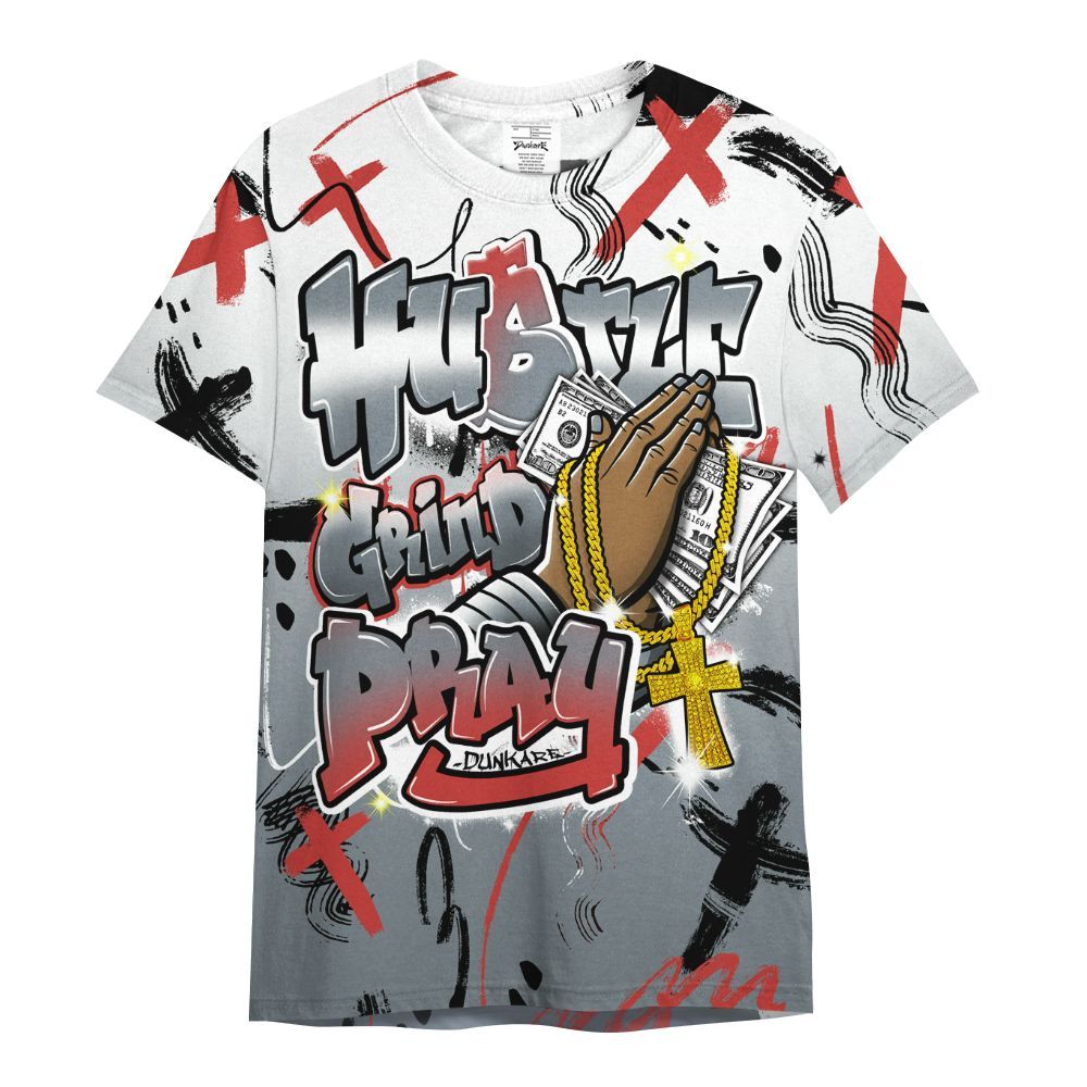 Shirt To Match Wolf Grey 13s - Money Hustle Grind Pray All Over Print