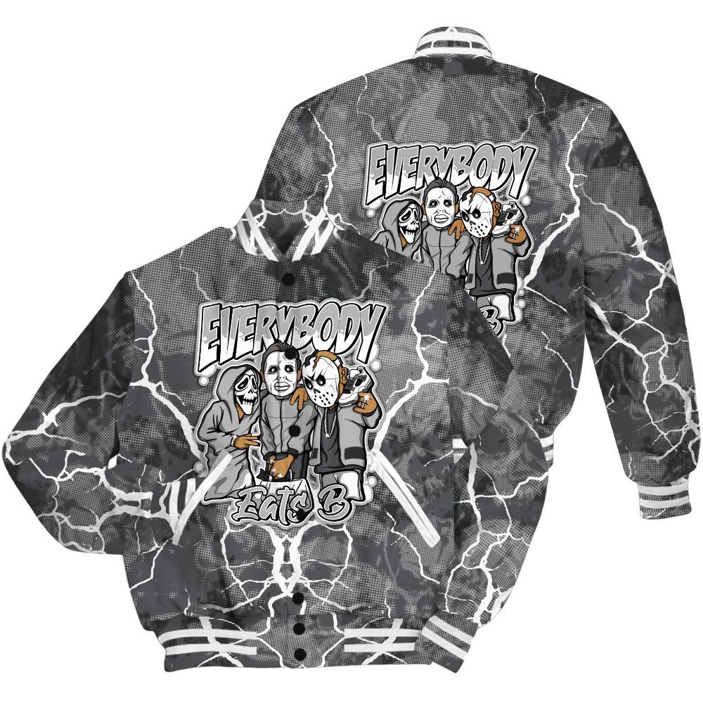 Varsity Jacket To Match White Thunder 4s Shirt - Everybody Eatin B Graphic Halloween All Over Print