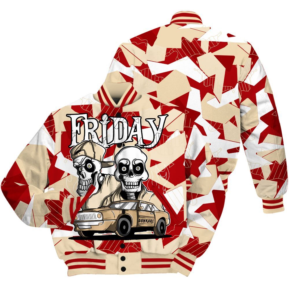 Varsity Jacket To Match Dunk Low Strawberry Waffle - Friday Funny Retro All Over Print