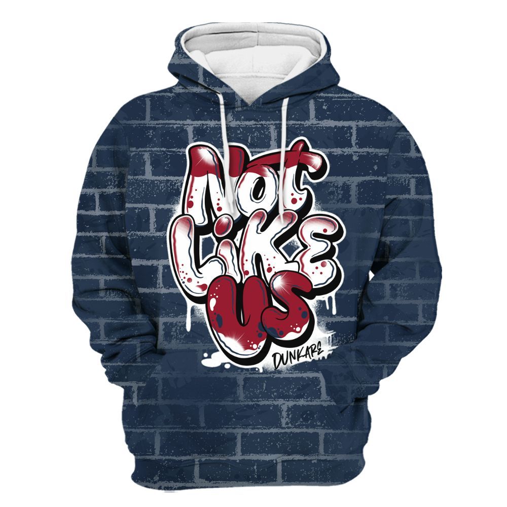 Hoodie To Match White Midnight Navy 6s - None Like Us Graphic Brick Art All Over Print