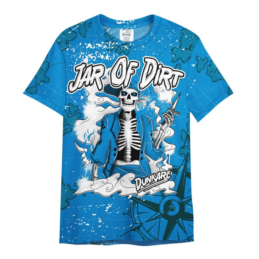 Shirt To Match Industrial Blue 4s - Skeleton Jar Of Dirt Retro Military Blue 4s Outfit All Over Print