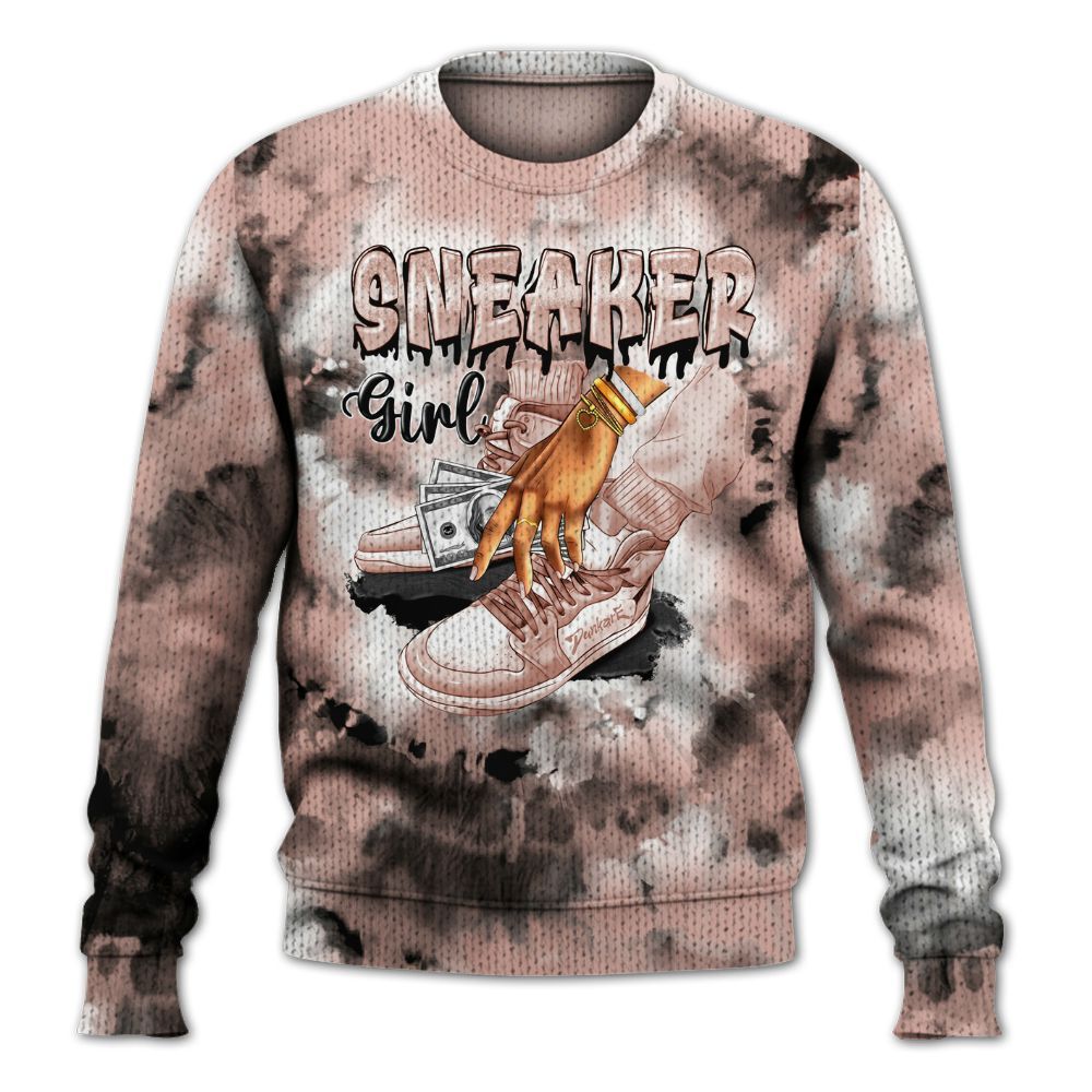 Knitted Sweater To Match Dunk Low Pink Velvet - SNEAKER Girl Money Drip Tie Dye