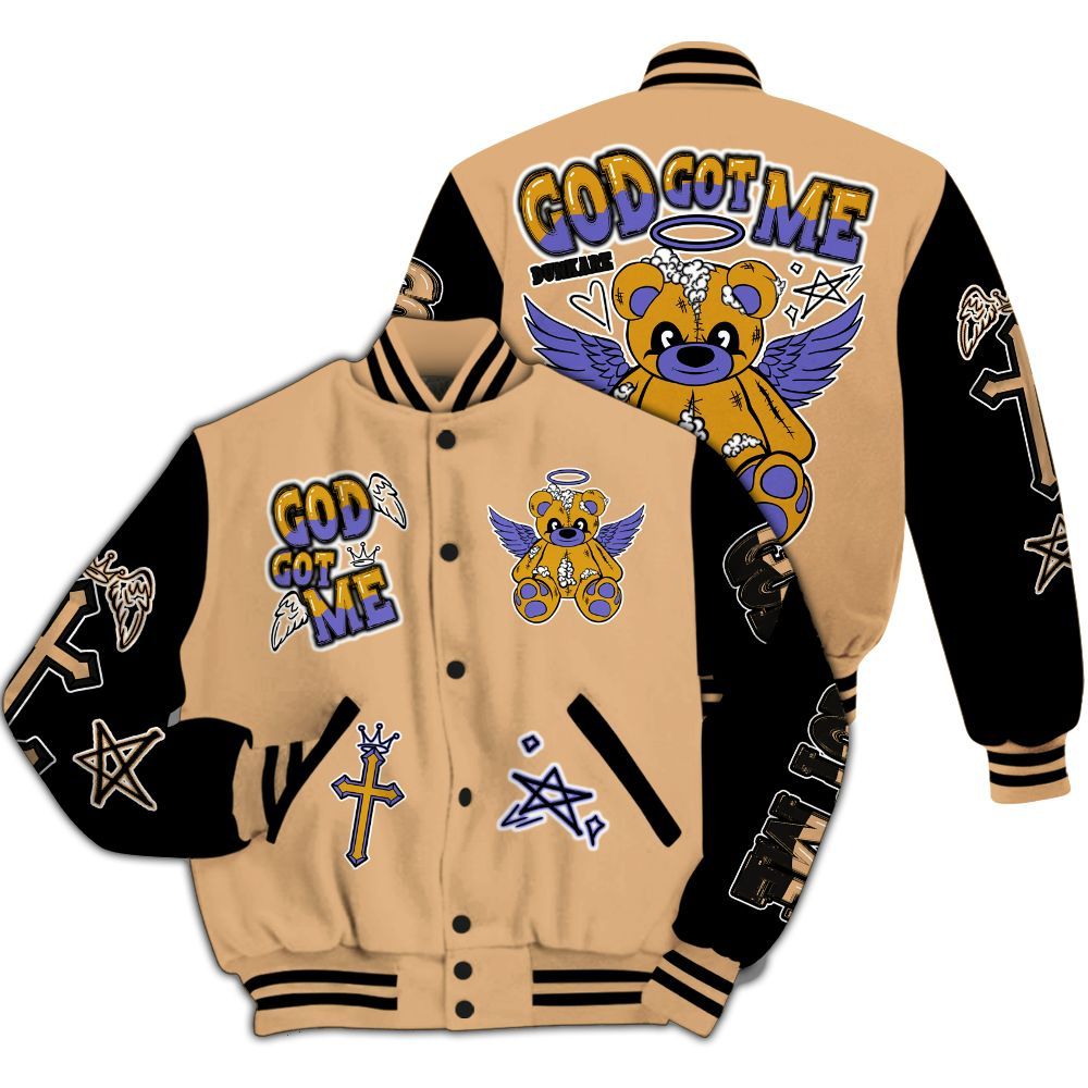 Varsity Jacket To Match SE Afrobeats 7s - Gods Guides Me Bear All Over Print