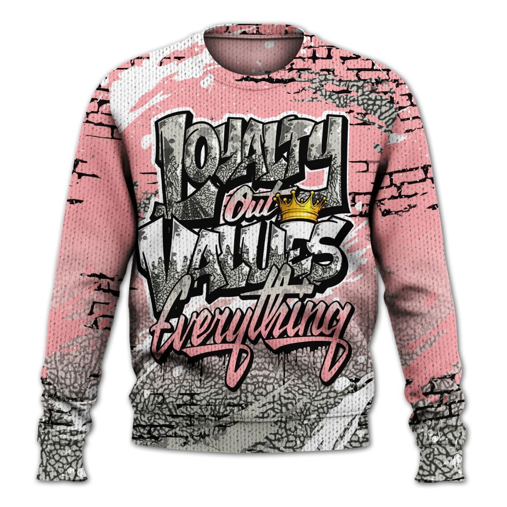 Knitted Sweater To Match Retro Wings 3s - Values Of Loyalty Drip