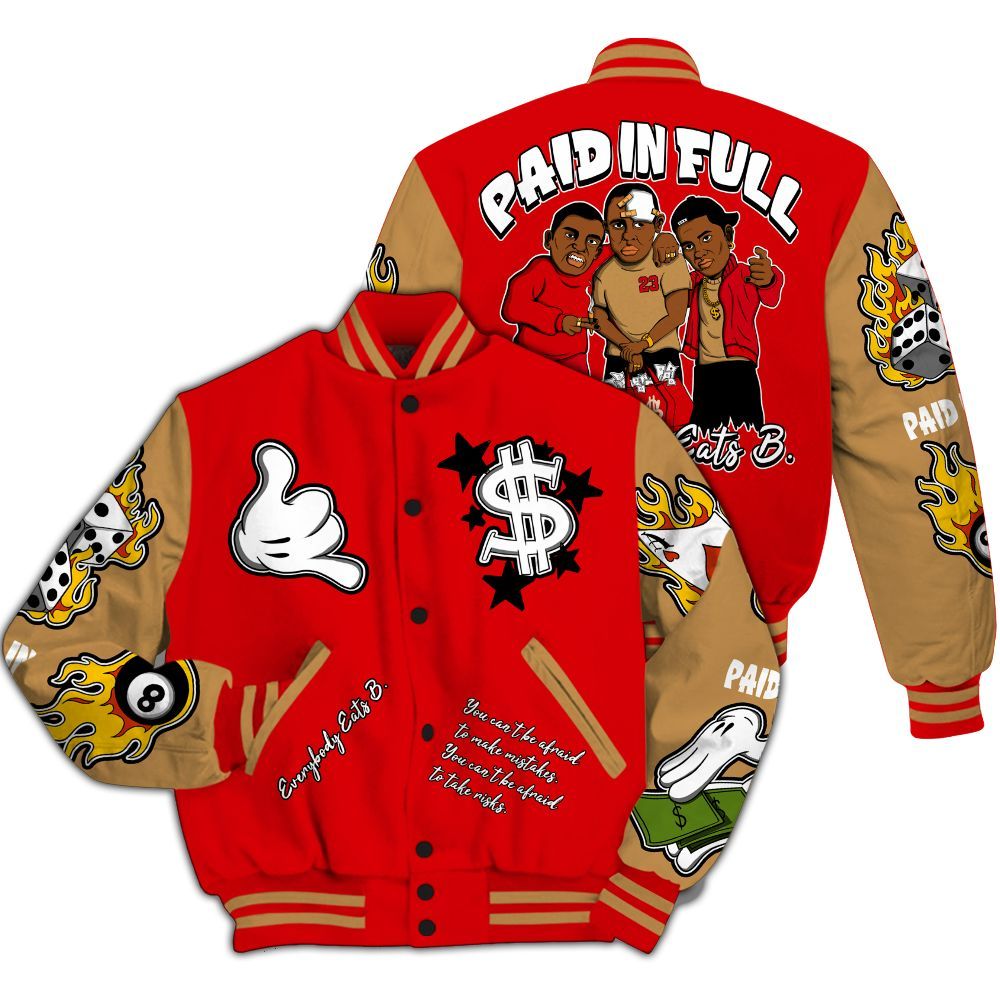 Varsity Jacket To Match Kobe 5 Red Year Of The Mamba - Funny Everybody Paid In Full Graphic All Over Print