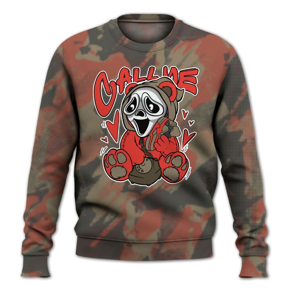 Sweatshirt To Match Olive 9s - Call Me Bear Abstract Halftone All Over Print