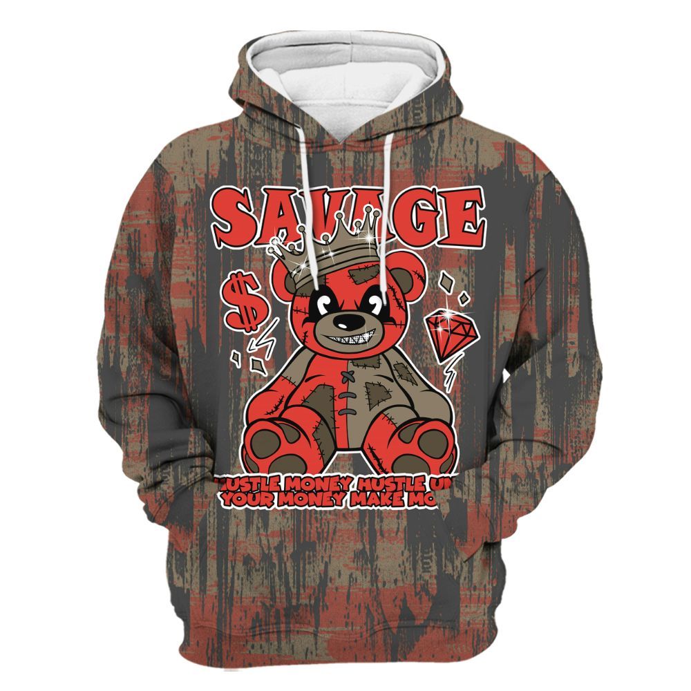 Hoodie To Match Olive 9s - Savages Bear Glitch Art All Over Print
