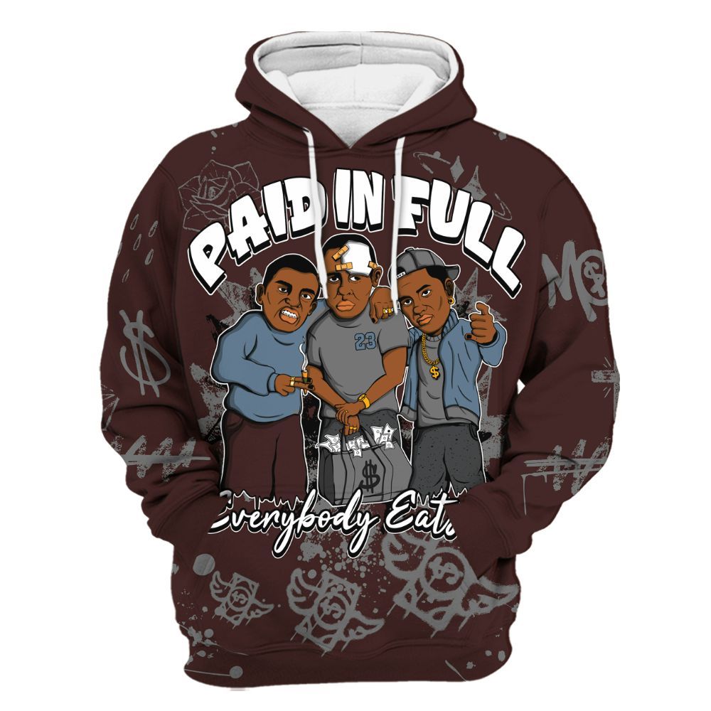 Hoodie To Match Burgundy 5s - Everybody Paid In Full Crayon All Over Print