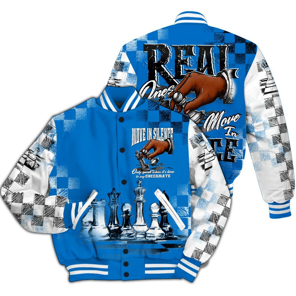 Varsity Jacket To Match Blueberry 12s - Chess Move In Silence All Over Print