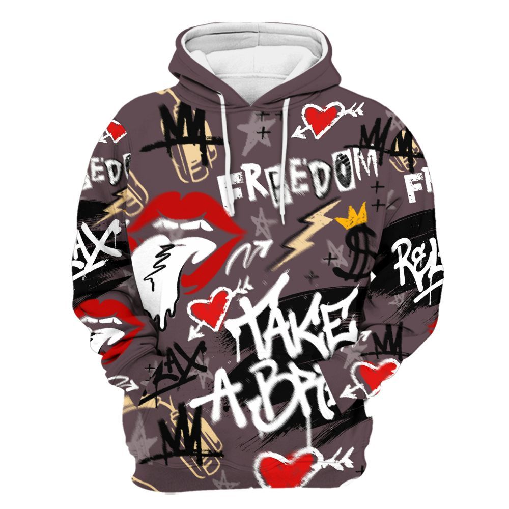 Hoodie To Match AMM Black 3s - Take Break Freedom Graffiti Streetwear All Over Print
