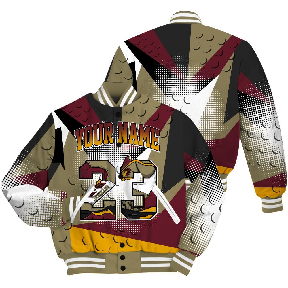 Varsity Jacket To Match Black Olive 7s Shirt, Poly Custom Name Number 23 5s All Over Print