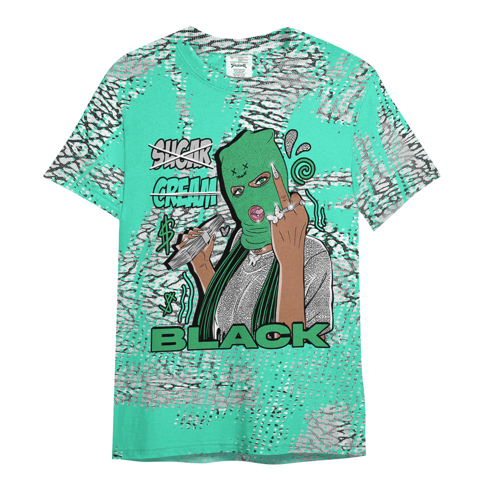 Shirt To Match Black Green Glow 3s - Black Sugarcream Unique Letter Pattern Shirt Unisex