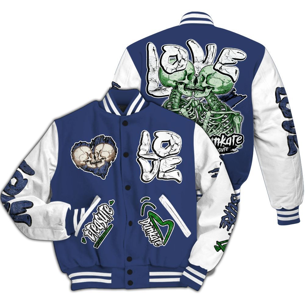 Varsity Jacket To Match Midnight Navy 13s - Skull Bear All Over Print