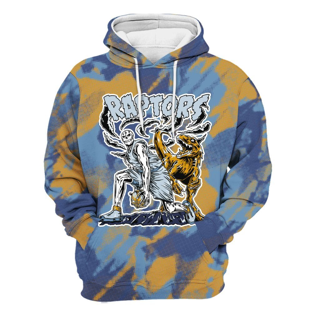 Hoodie To Match High OG First In Flight 1s - Raptors Skeleton Abstract Halftone All Over Print