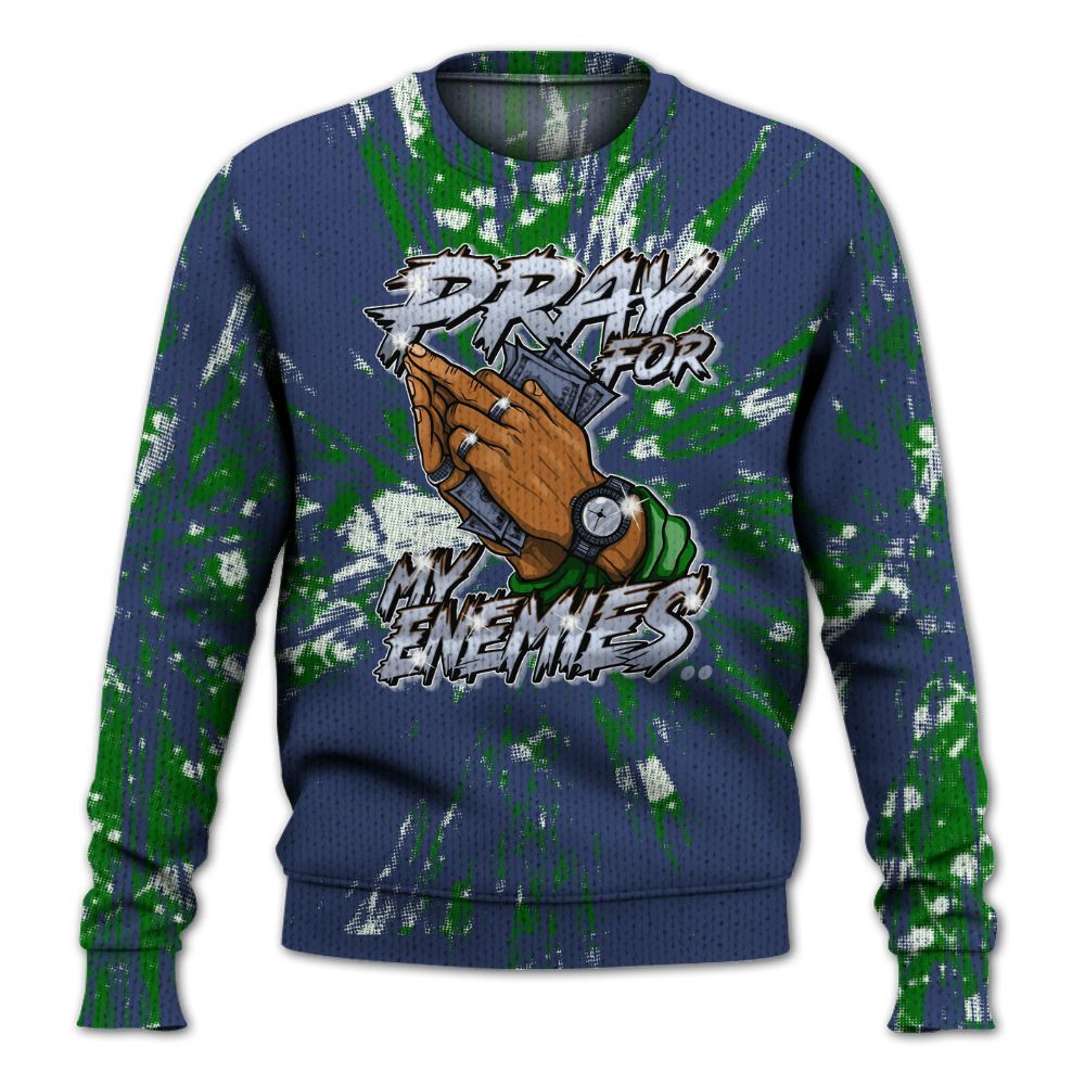 Knitted Sweater To Match Midnight Navy 13s - Prayed For Enemies Graphic Luxury