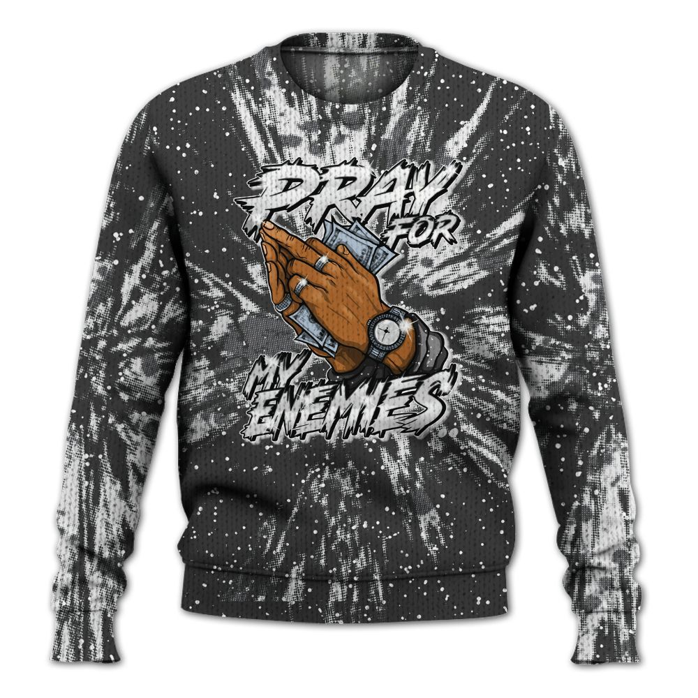 Knitted Sweater To Match Reverse Black White 6s - Prayed For Enemies Graphic Luxury