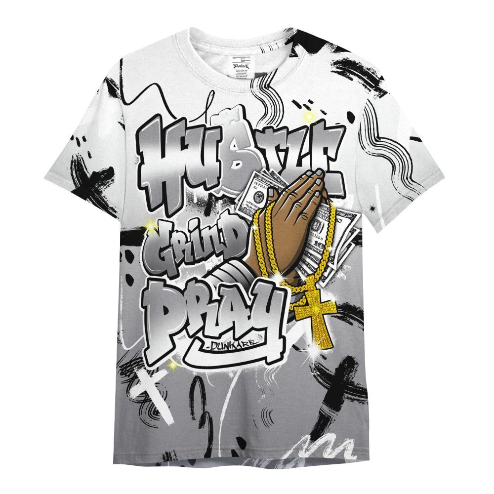 Shirt To Match Cement Grey 11s - Money Hustle Grind Pray All Over Print
