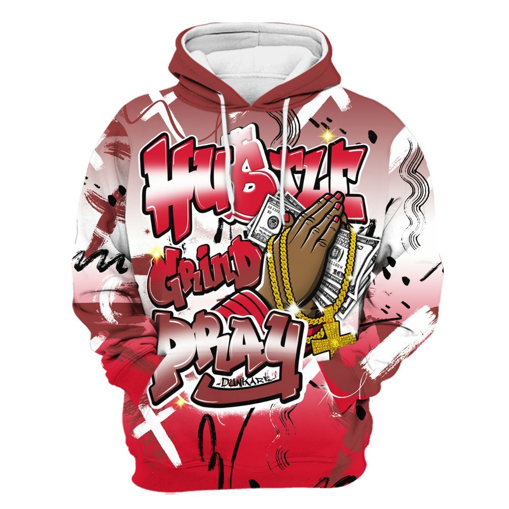 Hoodie To Match Air Max Sunder Gore Tex Fire Red - Money Hustle Grind Pray All Over Print