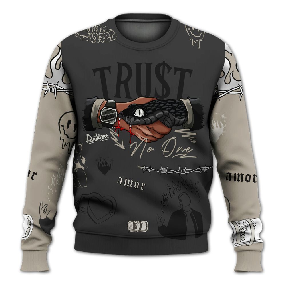 Sweatshirt To Match RM Light Bone 4s - Snake Trust No One All Over Print