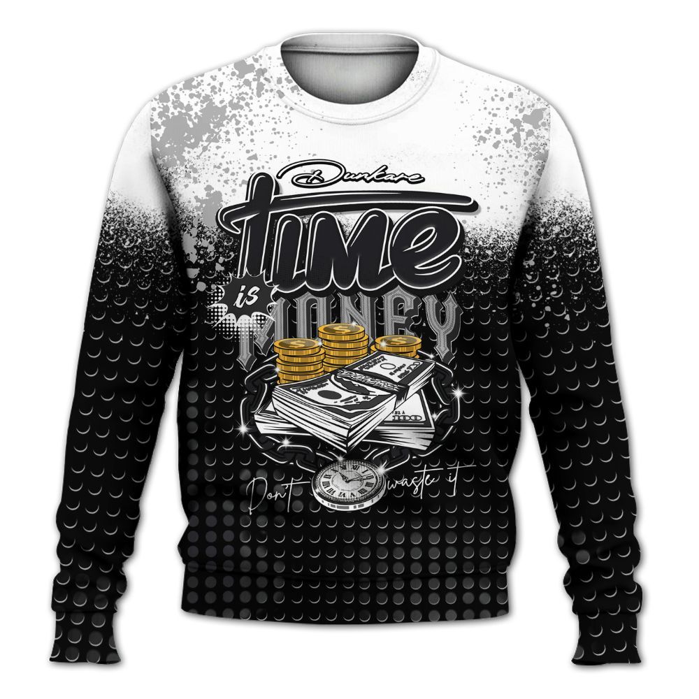 Sweatshirt To Match White Thunder 4s - Halftone Time Is Money All Over Print