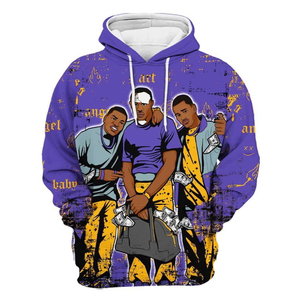 Hoodie To Match Imperial Purple 4s - Paid In Full Money All Over Print