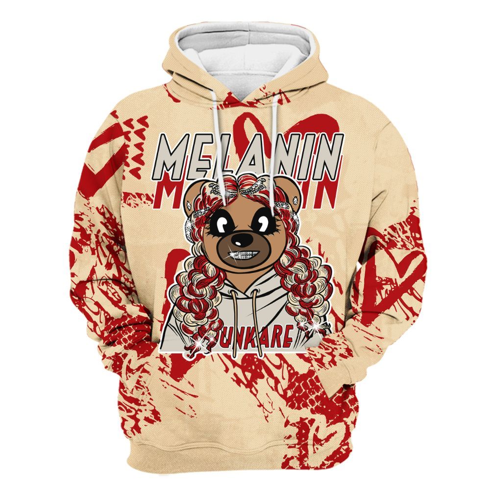 Hoodie To Match Dunk Low Strawberry Waffle - Pigments Bear Heart Grunge All Over Print