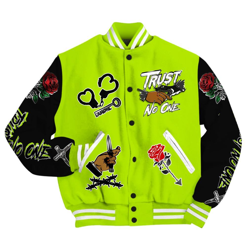 Varsity Jacket To Match Foamposite Voltage Black Air Pro 2026 - Trust No One Dripping All Over Print