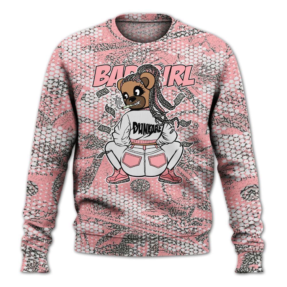 Sweatshirt To Match Retro Wings 3s - Rebellious Girl Bear Banknotes Art All Over Print