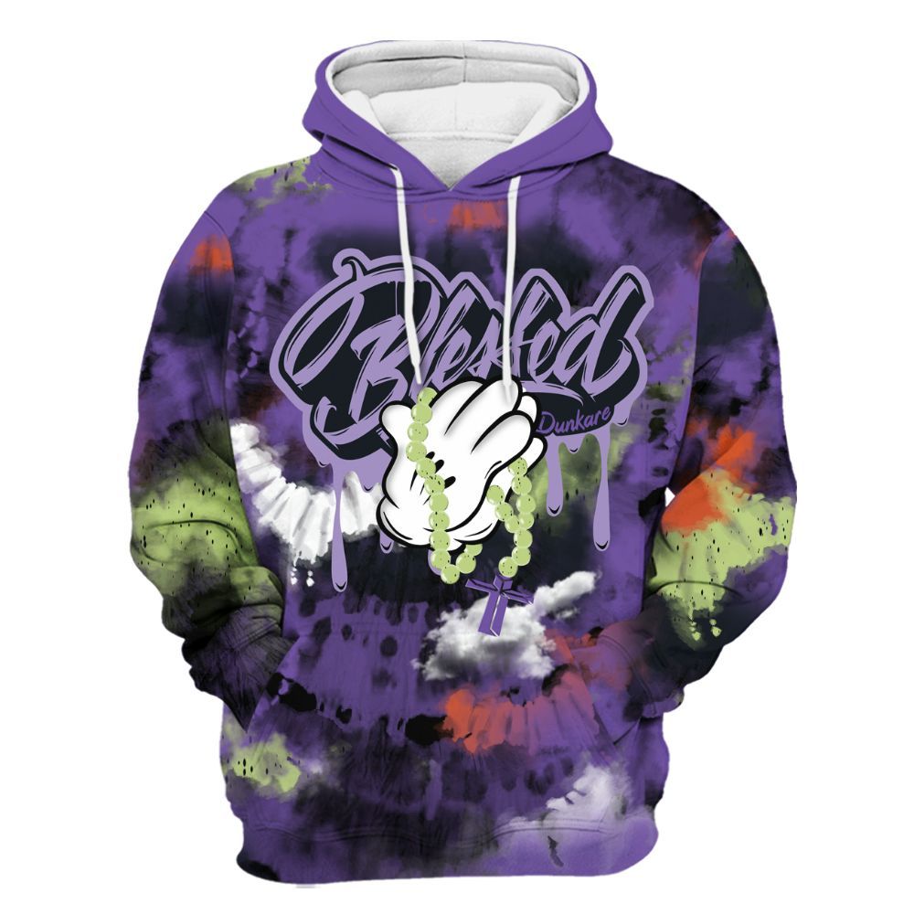 Hoodie To Match Canyon Purple 4s - God Blessed Tie Dye All Over Print
