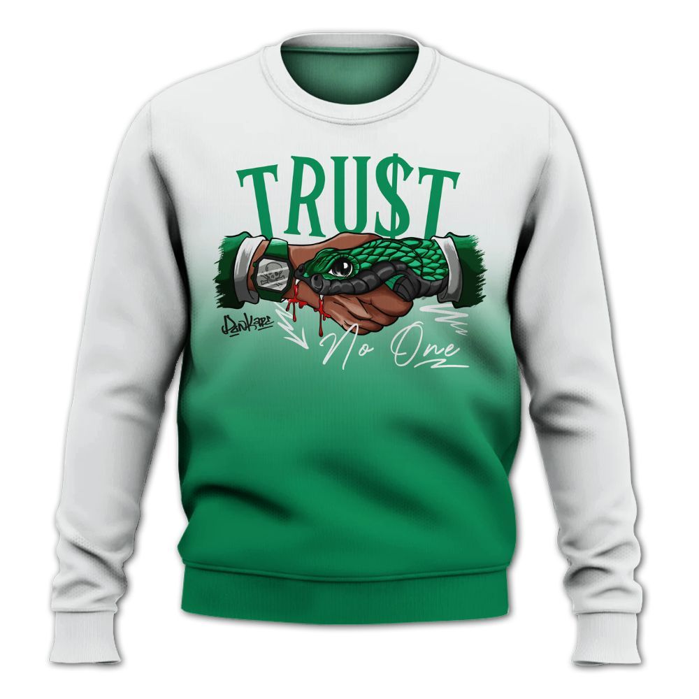 Sweatshirt To Match Mid Lucky Green 1s - Snake Trust No One Drip All Over Print