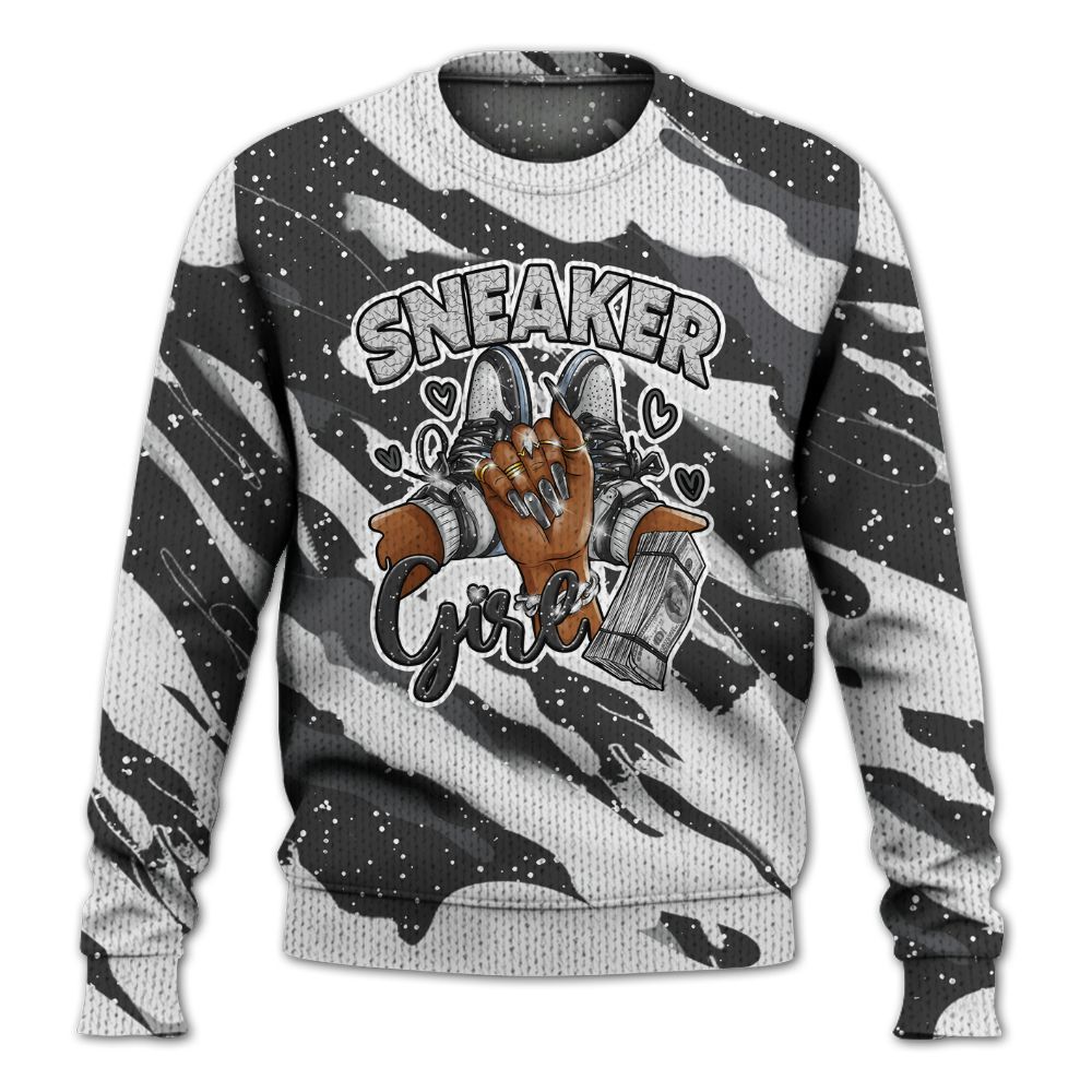 Knitted Sweater To Match Reverse Black White 6s - Sneakerz Girlz Colored