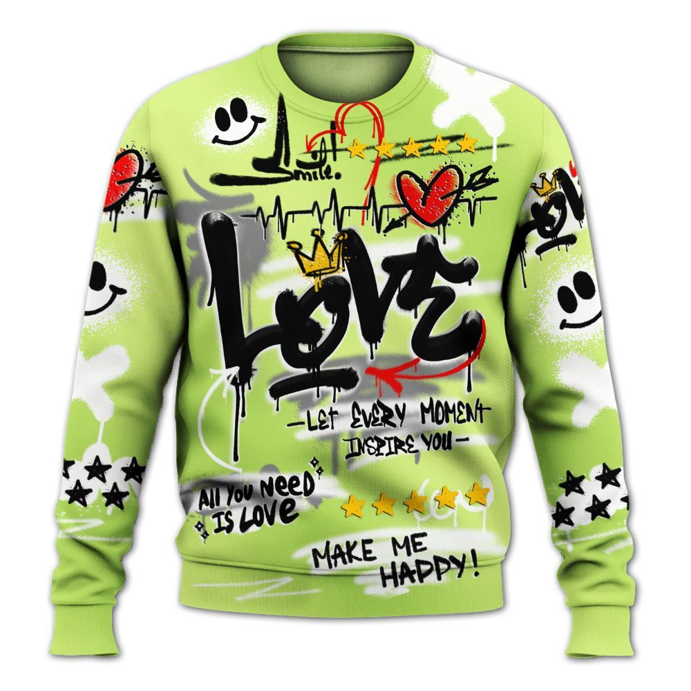Sweatshirt To Match Air Max SNDR Volt - Happy Love Beats Graffiti Streetwear All Over Print