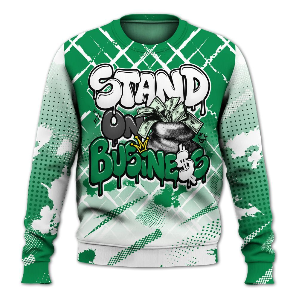 Sweatshirt To Match Mid Lucky Green 1s - Halftone Stand Business Dripping All Over Print