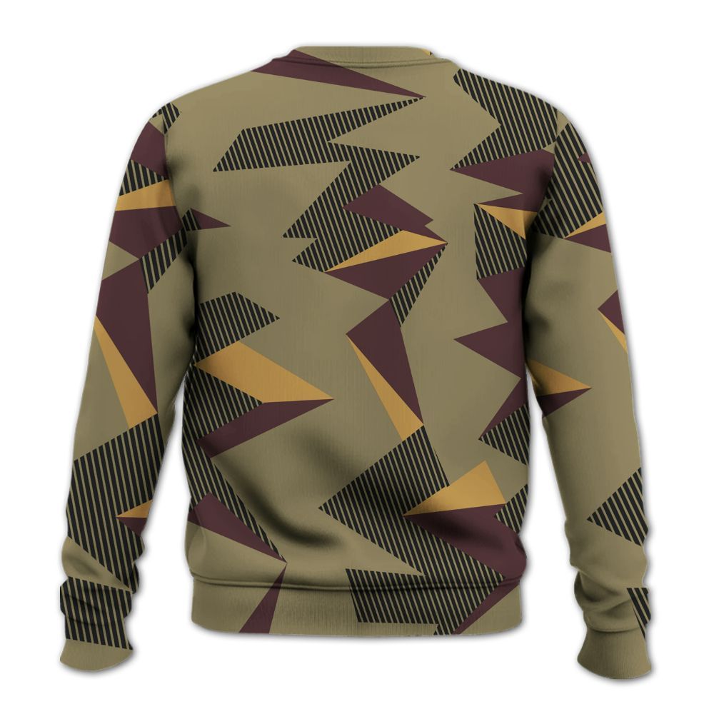 Sweatshirt To Match Black Olive 7s - Geometric Camouflage Pattern All Over Print