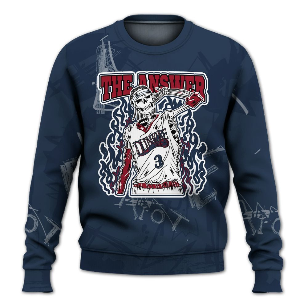 Sweatshirt To Match White Midnight Navy 6s - Allen Answer Skeleton Messyz All Over Print