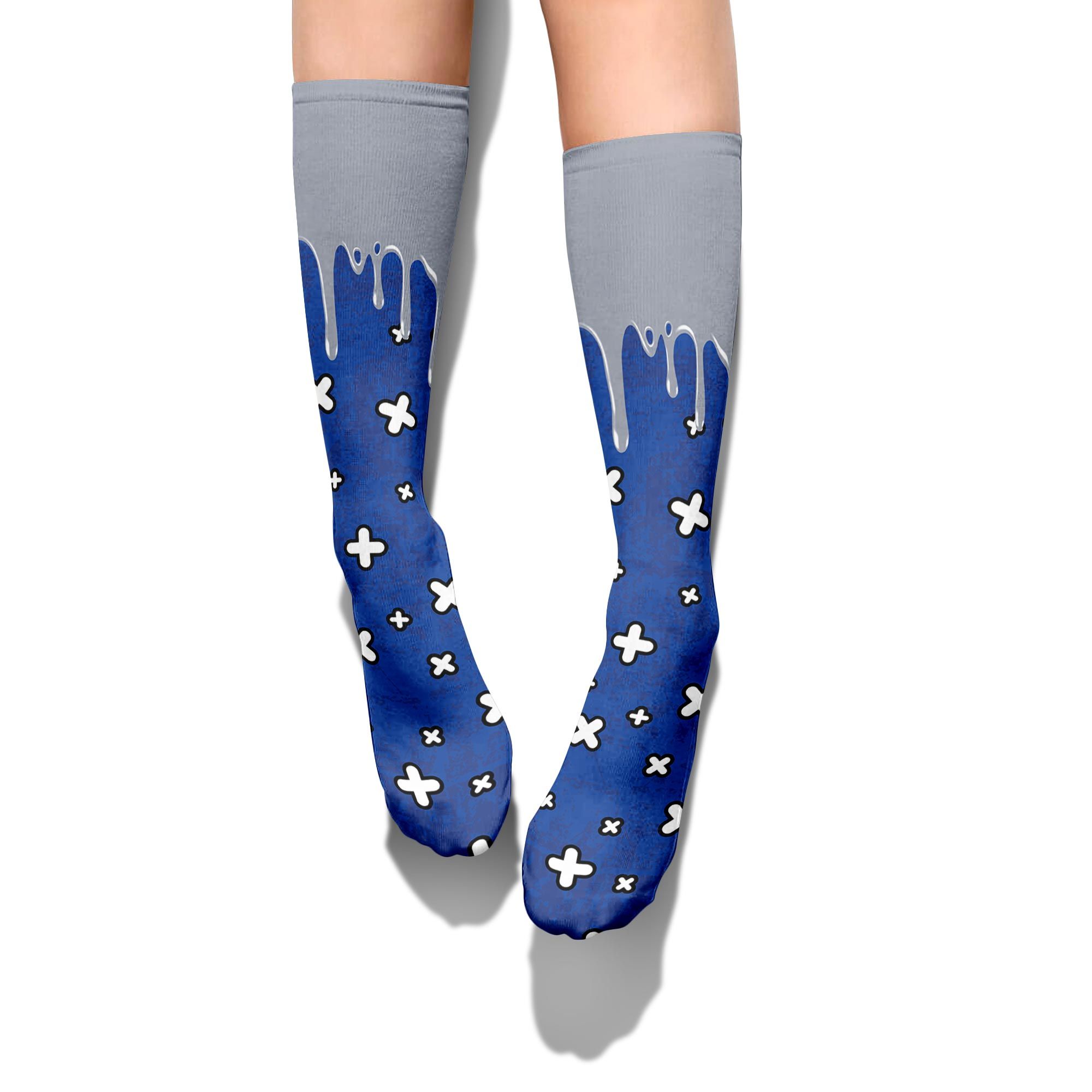 Sock To Match Air Foamposite One Royal - Dripping Signs Graphic Unisex