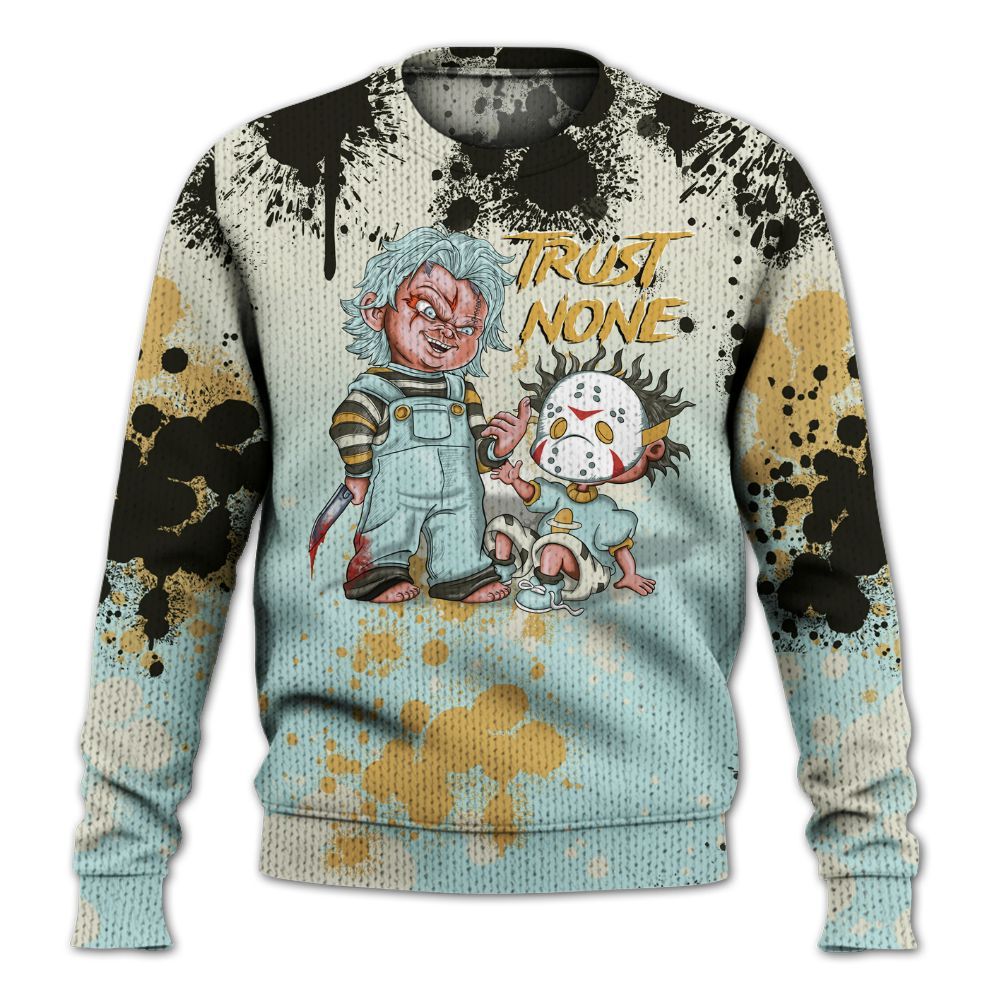 Knitted Sweater To Match Pure Platinum 4s - Trust No One Scary