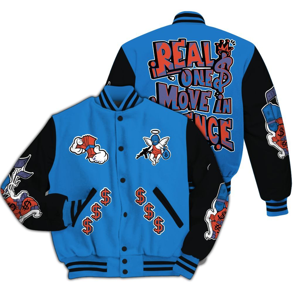 Varsity Jacket To Match Hi-Res Blue 700s - Ones Move In Silence Graphic All Over Print