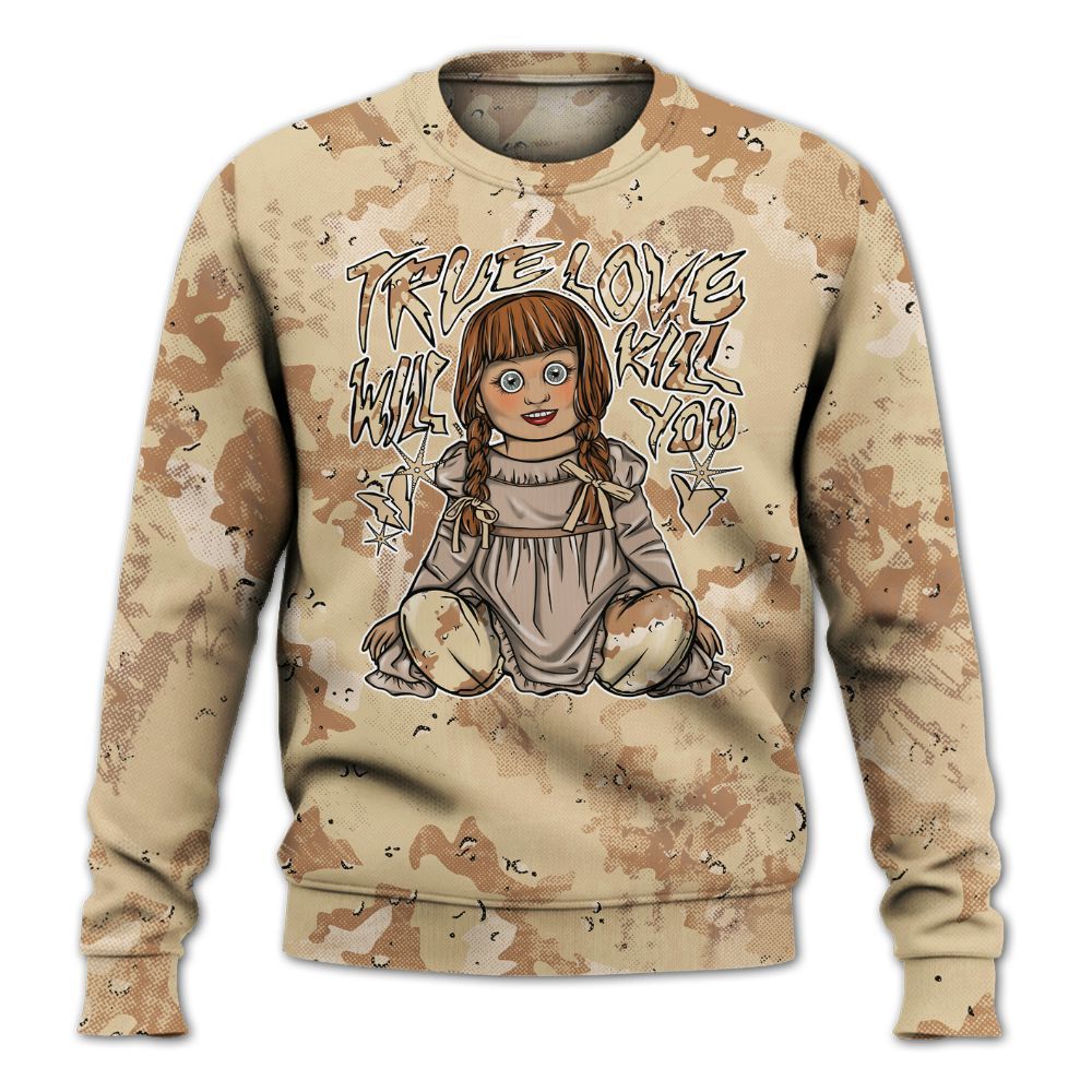 Sweatshirt To Match Desert Camo 3s - Genuine Loves Bear Heart Grunge All Over Print