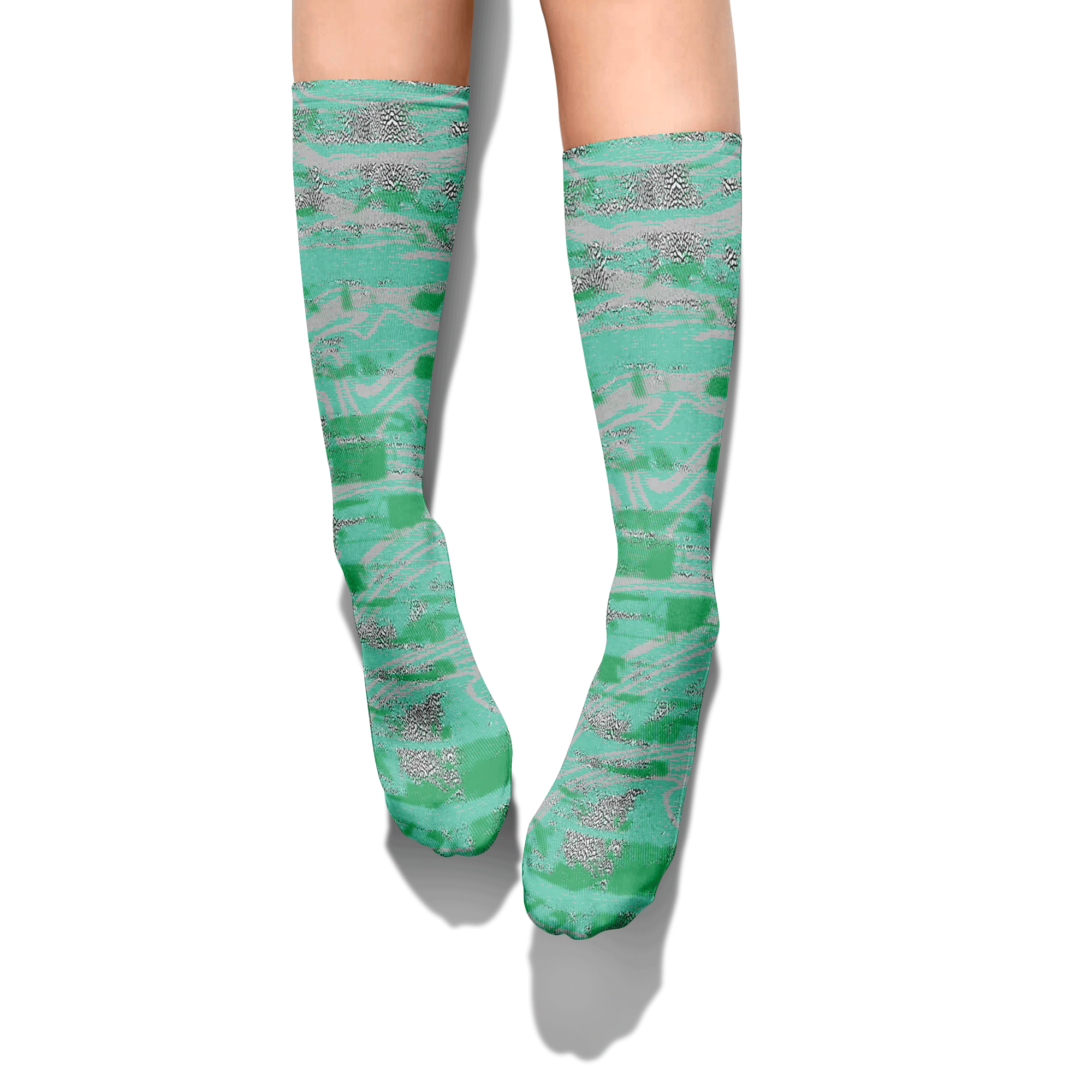 Sock To Match Black Green Glow 3s - Blurry Abstract Graphic Unisex
