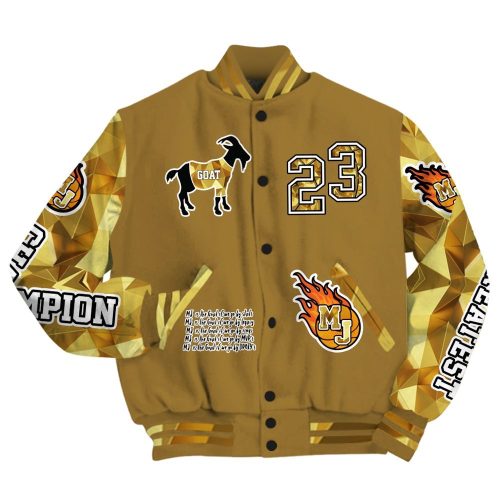 Varsity Jacket To Match NET Gold 4s - 23 G.0.A.T Jump Up Basketball All Over Print