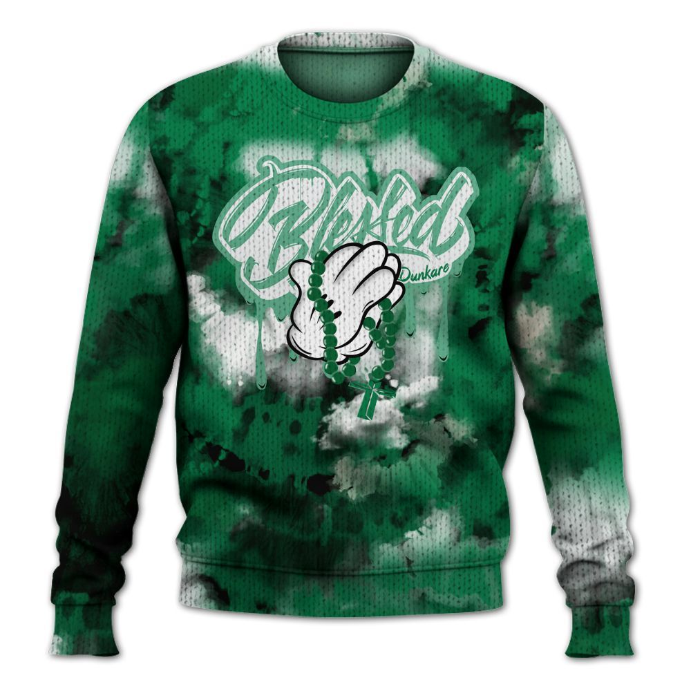 Knitted Sweater To Match Lucky Green 2s - God Blessed Tie Dye
