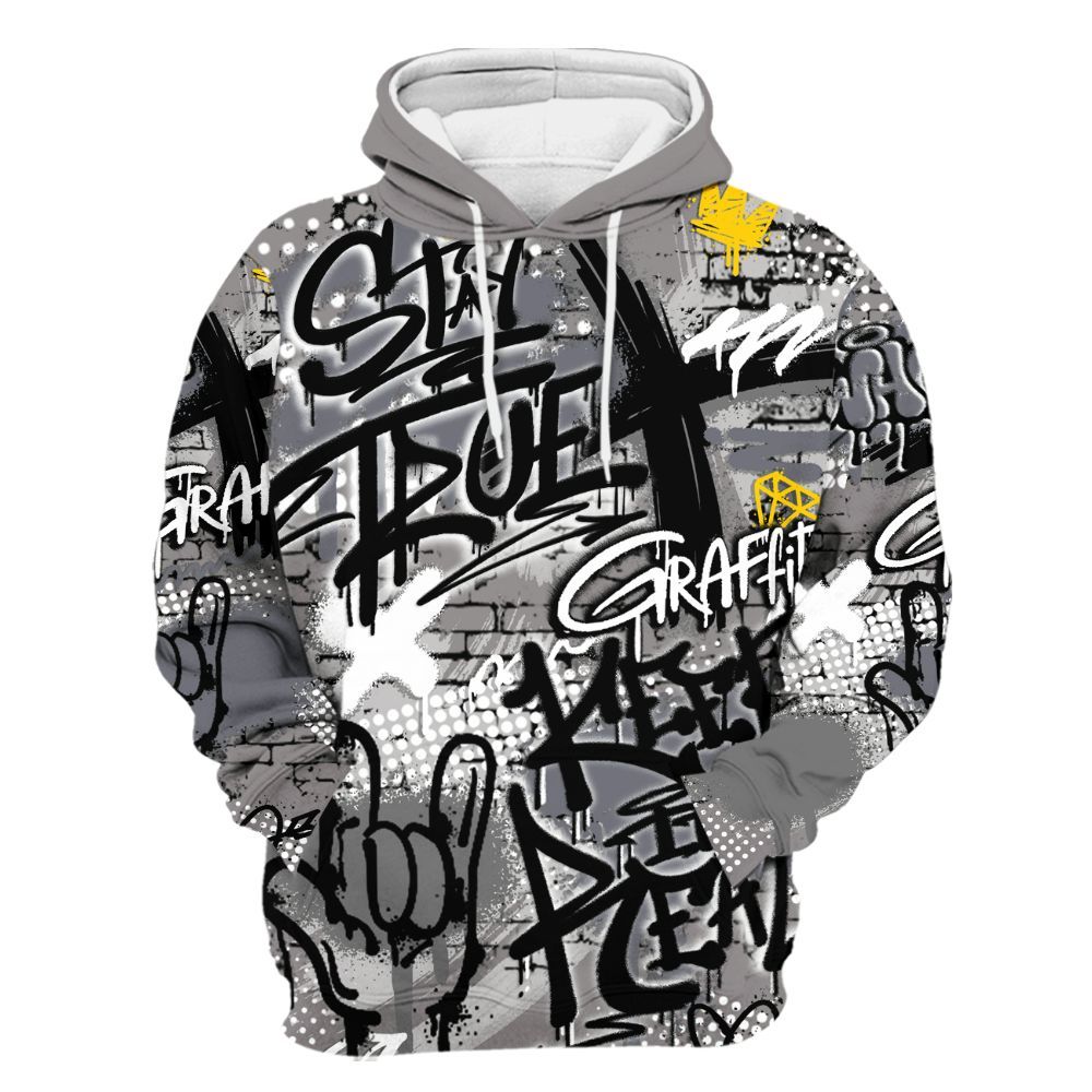 Hoodie To Match Cool Grey 11s - True It Real Graffiti Streetwear All Over Print